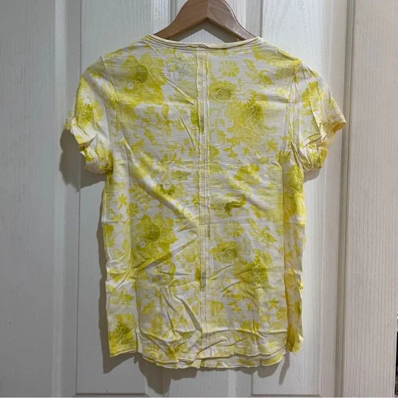 Anthropologie Pilcro Spliced-Neck Tee New Yellow White Floral Size XS ANTHRO NWT - Picture 10 of 10